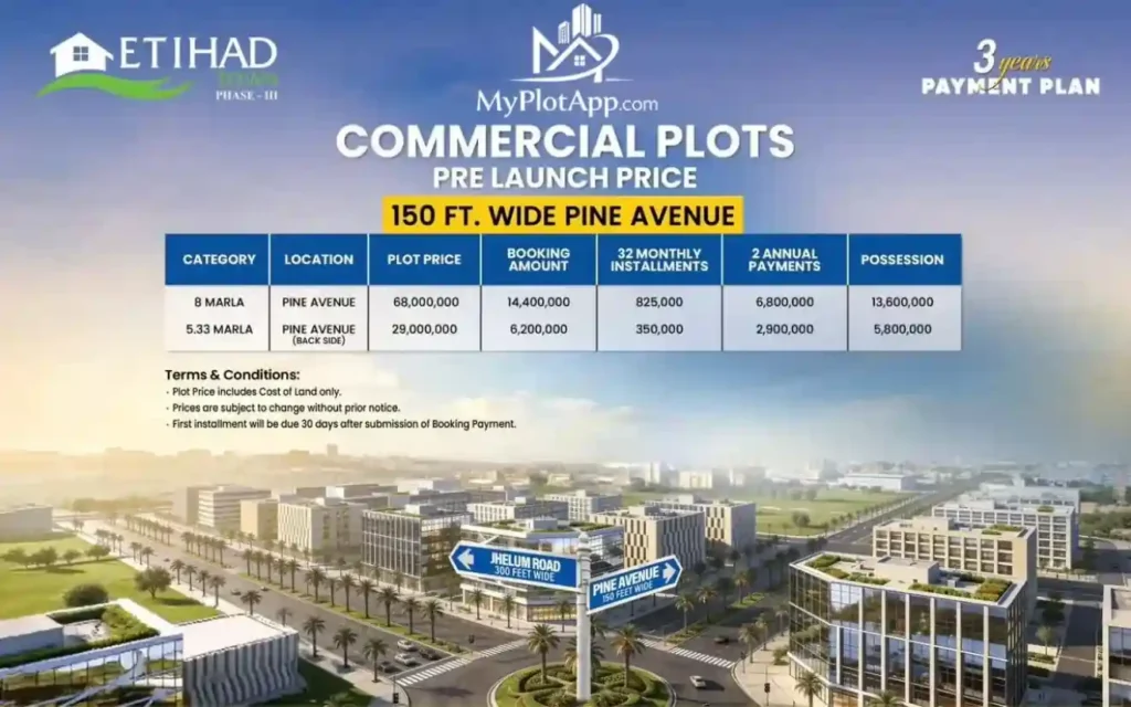 Etihad town phase 3 commercial payment plan 150ft pine avenue road